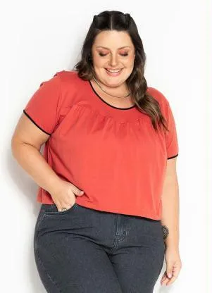 Marguerite - Blusa Terracota com Franzidos Plus Size - MARGUERITE