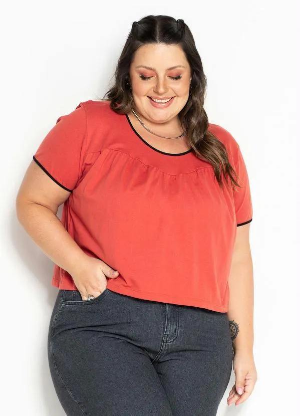 Marguerite - Blusa Terracota com Franzidos Plus Size