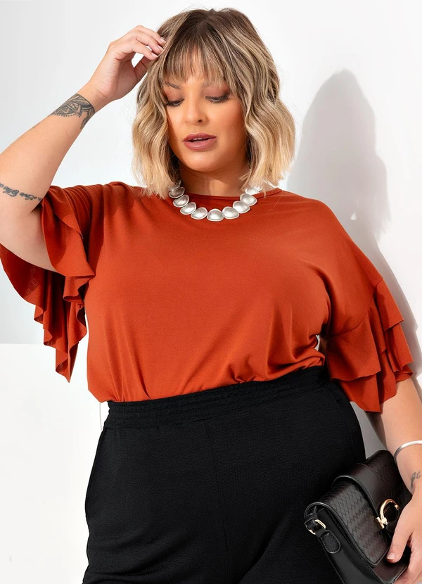 Marguerite Blusa Terracota em Poliviscose