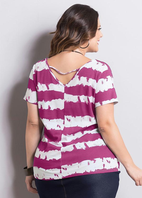Marguerite - Blusa Tie Dye Pink Manga Curta Plus Size 3