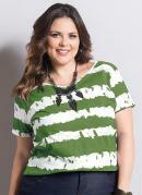 BLUSA (TIE DYE VERDE) MANGA CURTA PLUS SIZE