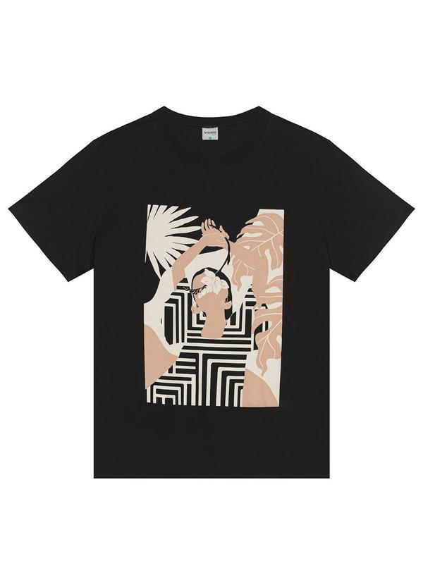 Malwee - Blusa Tradicional Mulher com Flor Preto 5