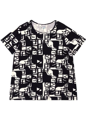 Malwee - Blusa Tropical em Malha Viscose PlusPreto - MALWEE