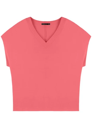 Outlet - Blusa V Style Adulto Plus Size Feminino Rosa  - OUTLET