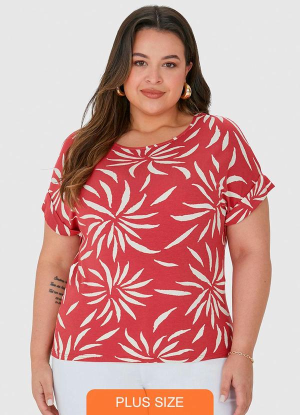 Malwee Plus - Blusa Veemelha Ampla Tropical em Viscolinho