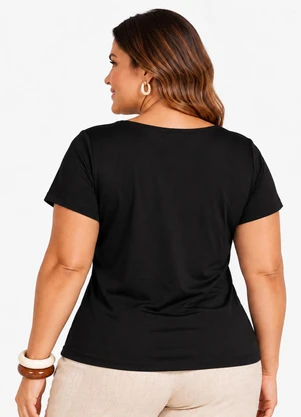 Secret Glam - Blusa Verão Plus Size em Malha Soft Preto - SECRET GLAM
