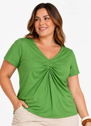 Secret Glam - Blusa Verão Plus Size em Malha Soft Verde - SECRET GLAM