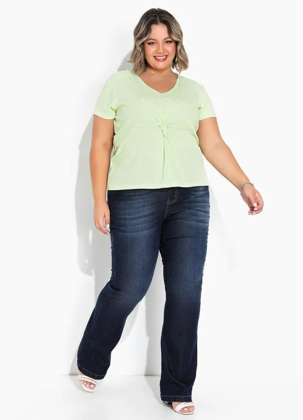 Marguerite - Blusa Verde Clara com Torção na Frente Plus Size 2