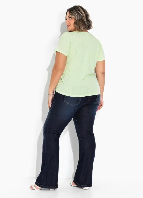 Marguerite - Blusa Verde Clara com Torção na Frente Plus Size