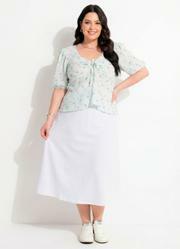 Blusa Verde Claro em Tecido Plano Bordado