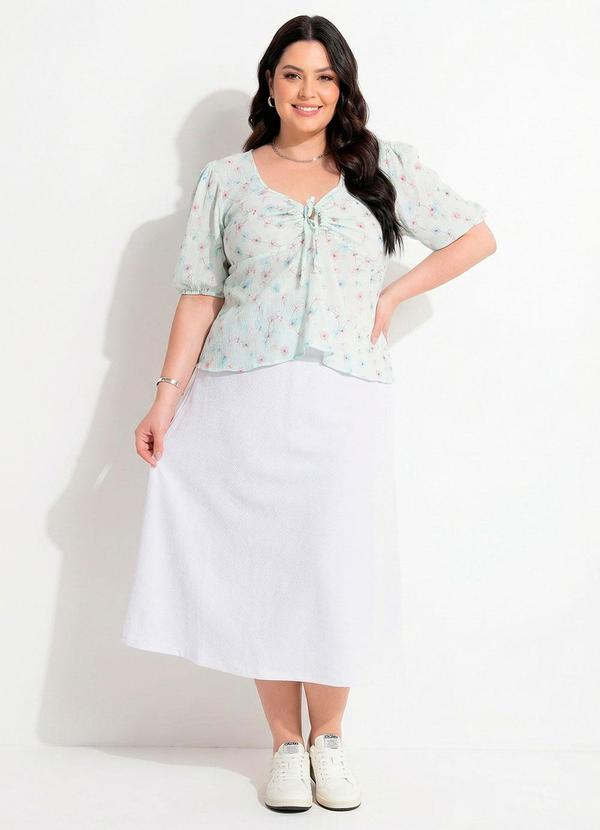 Blusa (Verde Claro) em Tecido Plano Bordado