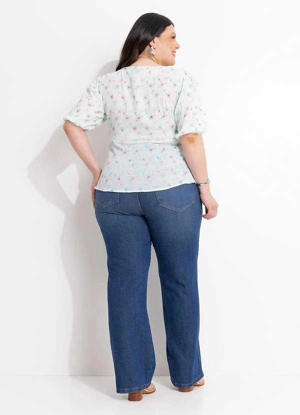 Marguerite - Blusa Verde Claro em Tecido Plano Bordado 7