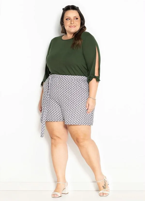 Marguerite - Blusa Verde com Amarração nas Mangas Plus Size 2