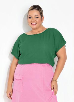 Blusa (Verde) com Elstico na Cintura Plus Size