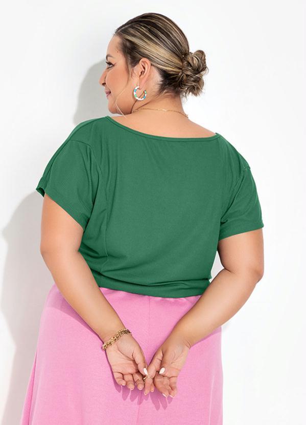 Queima Estoque - Blusa Verde com Elástico na Cintura Plus Size 2