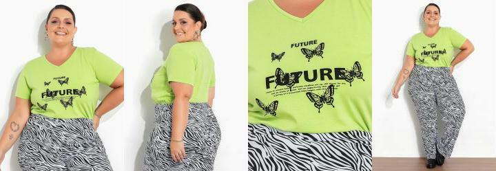 Blusa Verde com Estampa Plus Size
