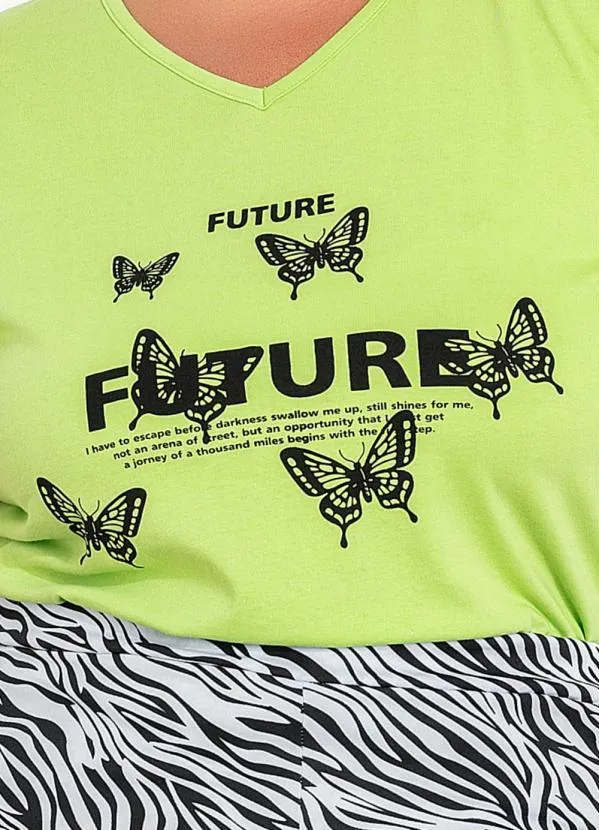 Marguerite - Blusa Verde com Estampa Plus Size 3