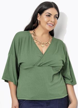 Blusa (Verde) em Malha de Viscose Creponada