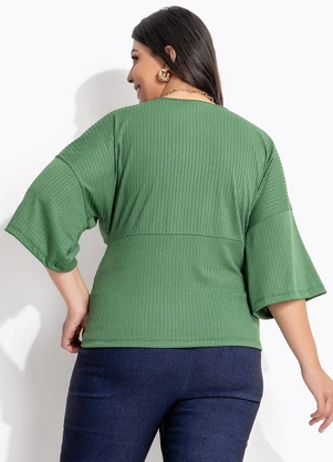 Marguerite - Blusa Verde em Malha de Viscose Creponada - MARGUERITE