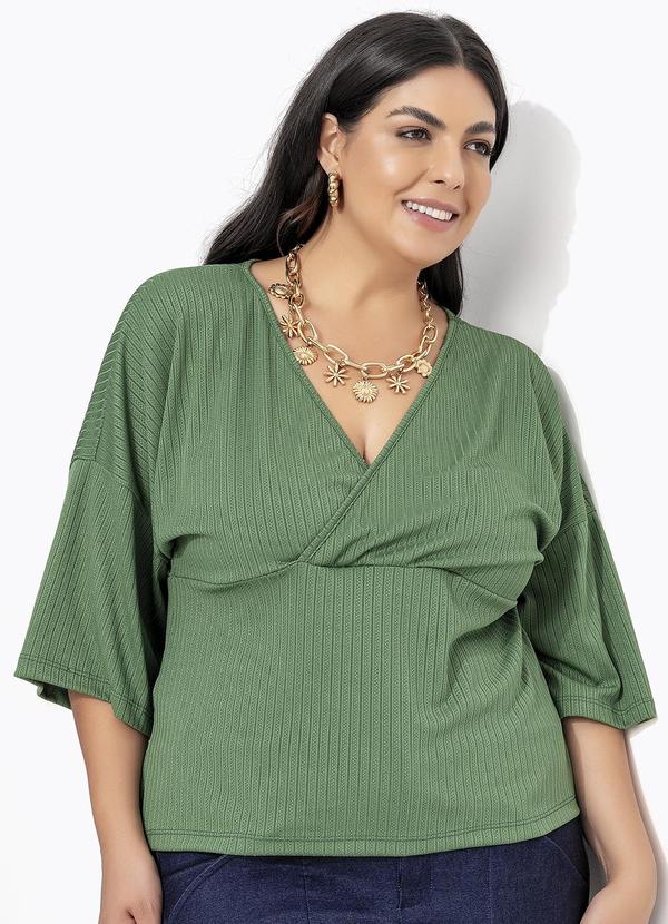 Blusa (Verde) em Malha de Viscose Creponada