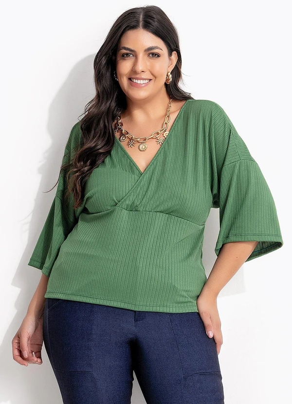 Marguerite - Blusa Verde em Malha de Viscose Creponada 5