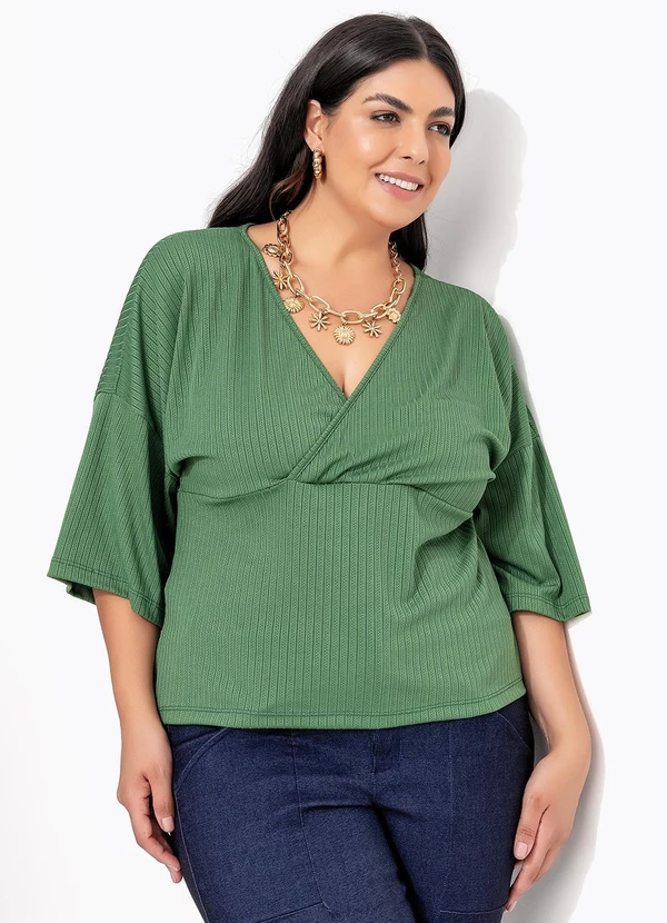Marguerite - Blusa Verde em Malha de Viscose Creponada 9