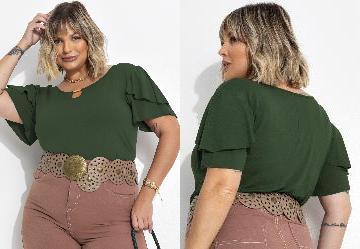 Blusa Verde Escuro em Malha de Viscose
