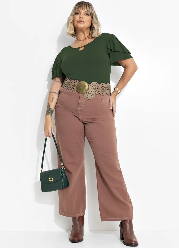 Marguerite - Blusa Verde Escuro em Malha de Viscose 3