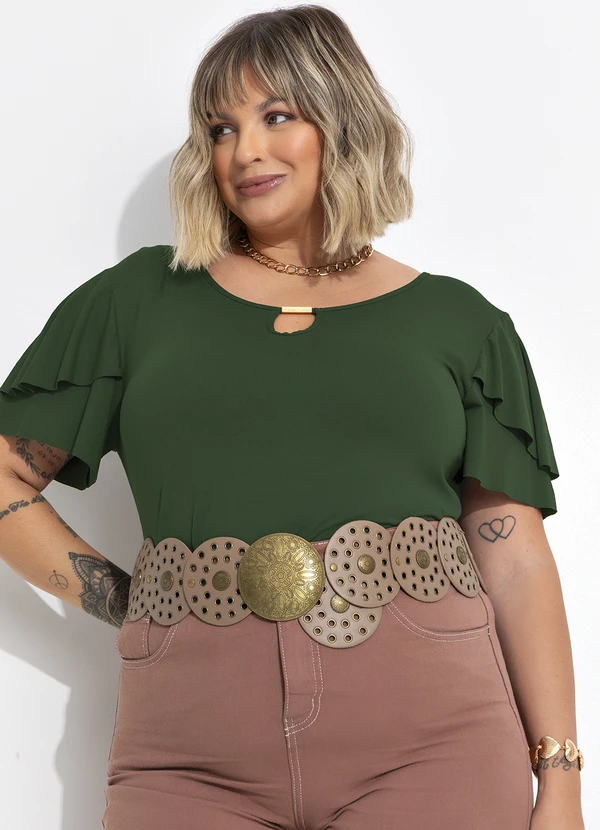 Marguerite - Blusa Verde Escuro em Malha de Viscose 7