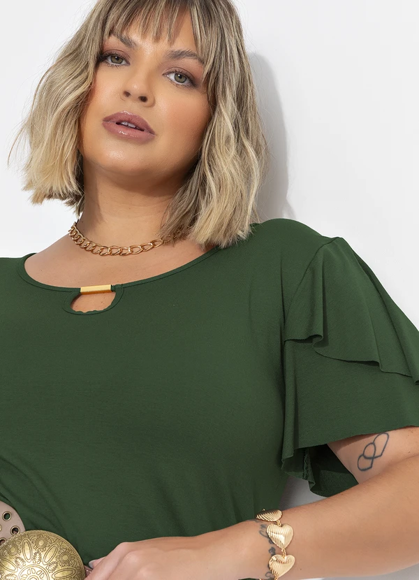 Marguerite - Blusa Verde Escuro em Malha de Viscose 8