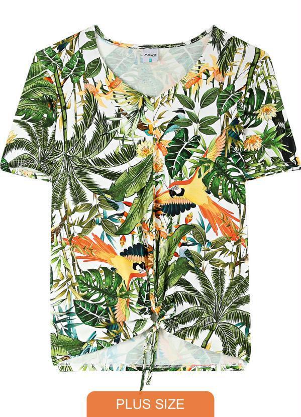 Malwee Plus - Blusa Verde Escuro Feminina Tropical