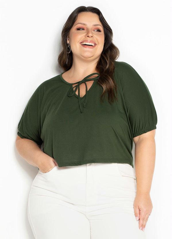 Blusa (Verde Militar) com Amarrao Plus Size