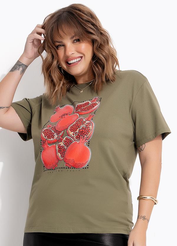 Blusa (Verde Oliva) em Algodo