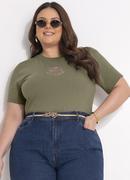 Blusa Verde Oliva em Malha de Algodo Penteado