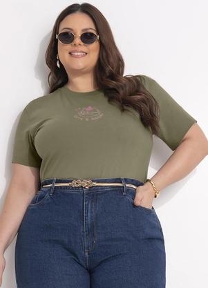 Blusa (Verde Oliva) em Malha de Algodo Penteado