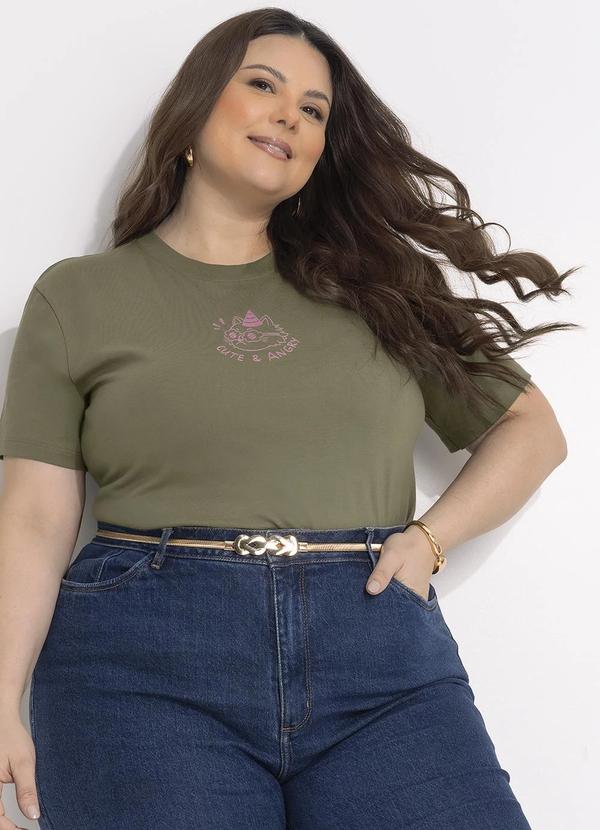 Marguerite - Blusa Verde Oliva em Malha de Algodão Penteado 2