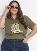 Blusa Verde Oliva em Malha de Algodo Penteado