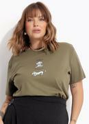 Blusa Verde Oliva em Malha de Algodo Penteado