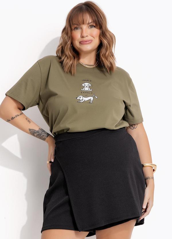 Marguerite - Blusa Verde Oliva em Malha de Algodão Penteado 1