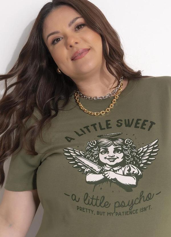 Marguerite - Blusa Verde Oliva em Malha de Algodão Penteado 3