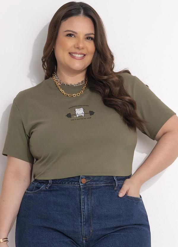 Blusa (Verde Oliva) em Malha de Algodo Penteado