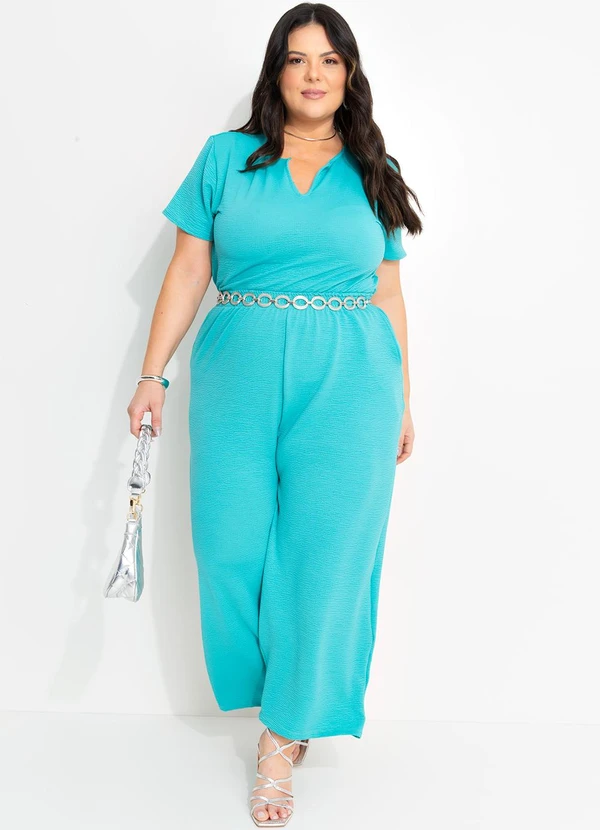 Marguerite - Blusa Verde Turquesa em Malha Anarruga 6