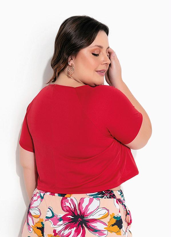 Queima Estoque - Blusa Vermelha com Botões Decorativos Plus Size 2