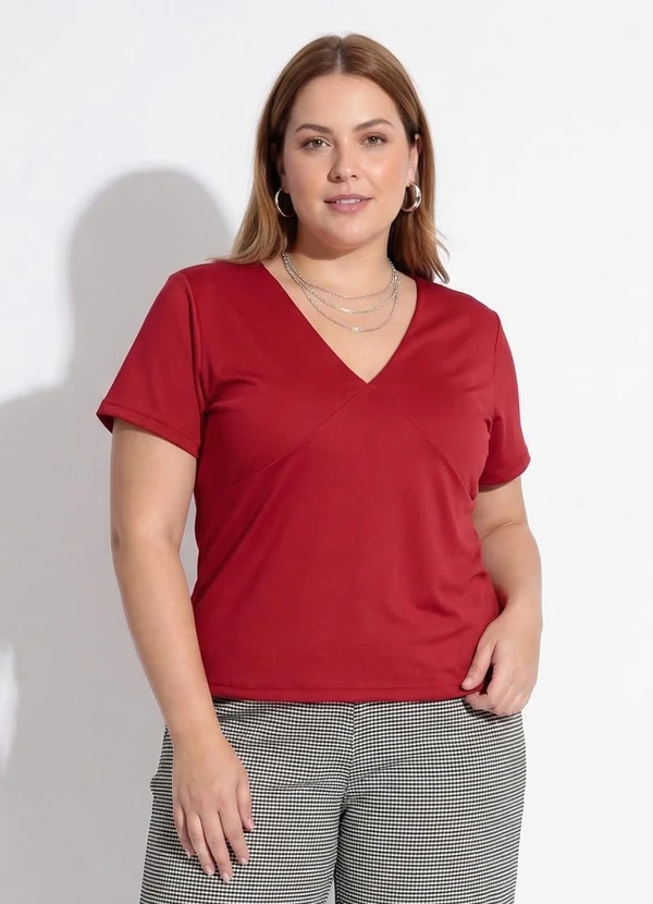 Marguerite - Blusa Vermelho em Malha de Poliéster