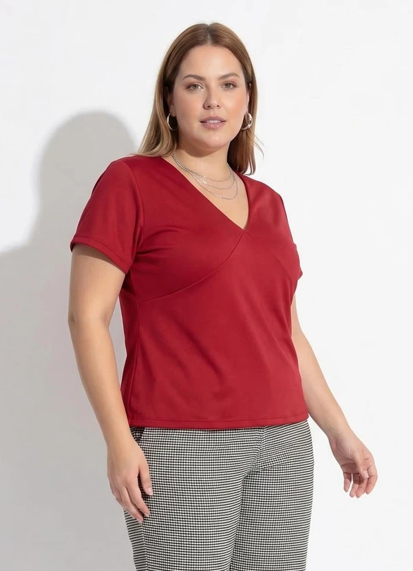 Marguerite - Blusa Vermelho em Malha de Poliéster