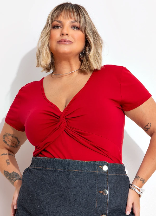 Marguerite - Blusa Vermelho em Malha de Viscose