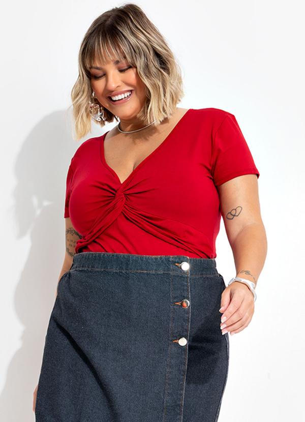 Marguerite - Blusa Vermelho em Malha de Viscose 6