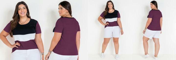Blusa Vinho com Contrastes Plus Size
