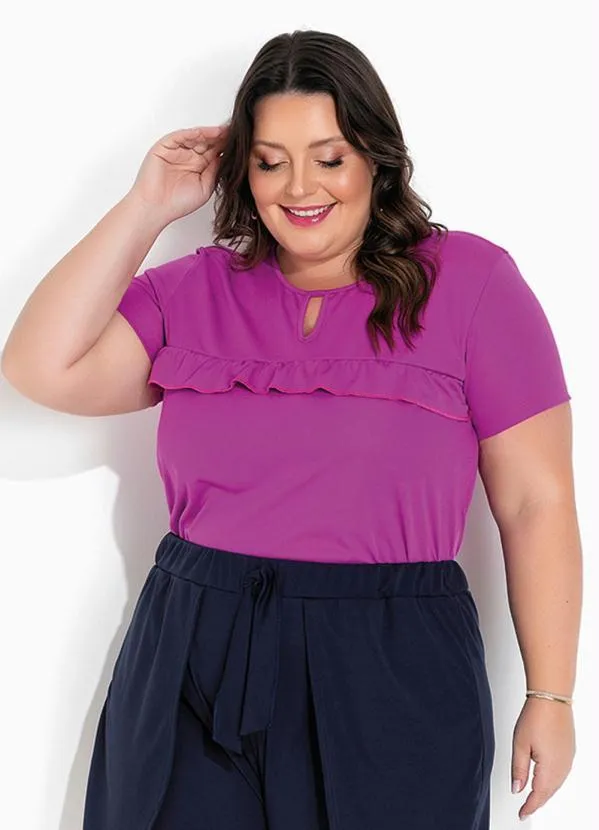 Marguerite - Blusa Violeta com Babadinho Plus Size