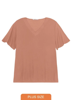 Secret Glam - Blusa Visco Tricot Plus Size Marrom - SECRET GLAM